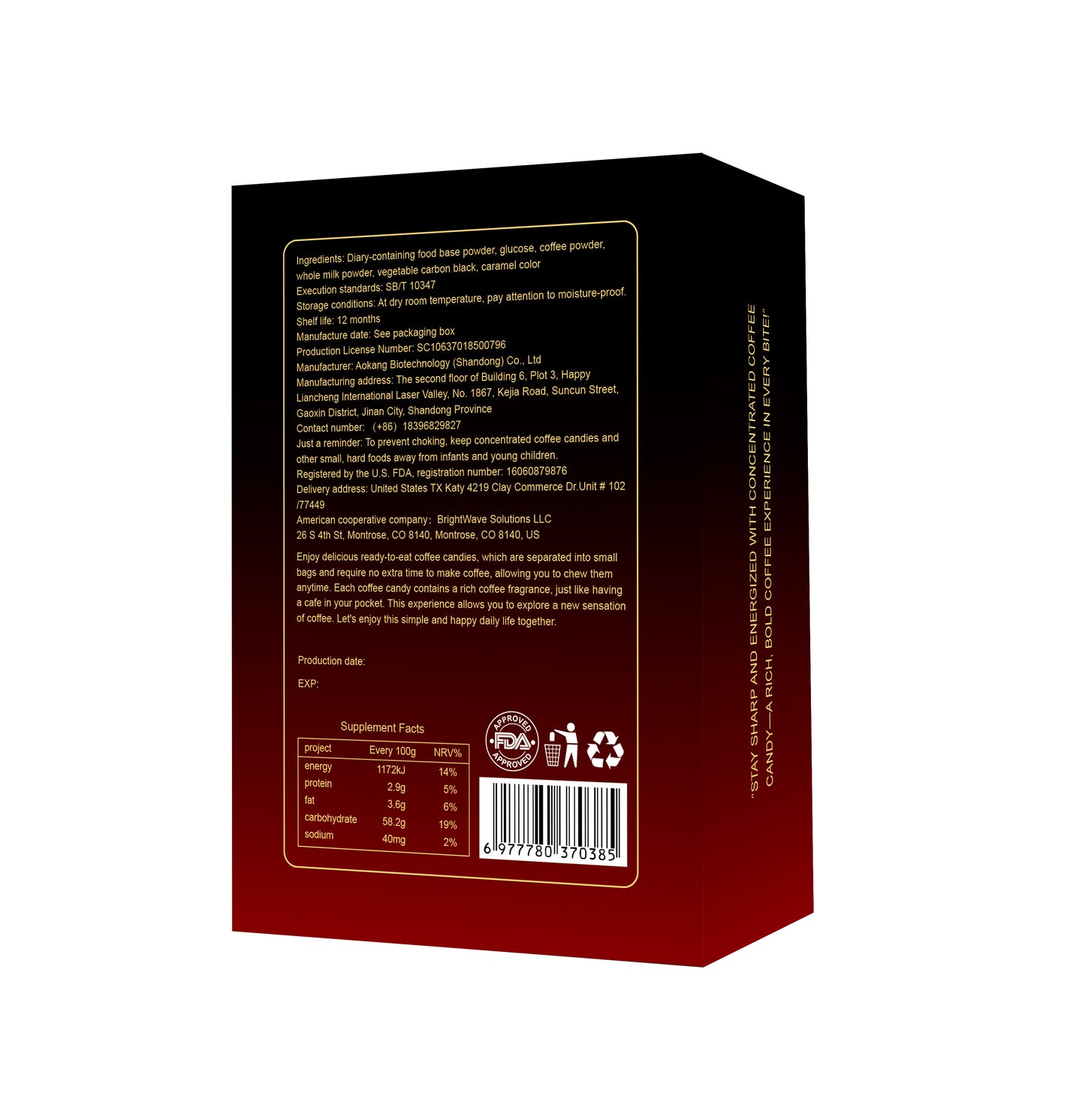 Concentrated Coffee Candies, Individually Packaged, No Need For Brewing, With A Rich And Mellow Flavor. They Are Suitable For People Engaged In Outdoor Sports, Those At Parties, And Drivers.