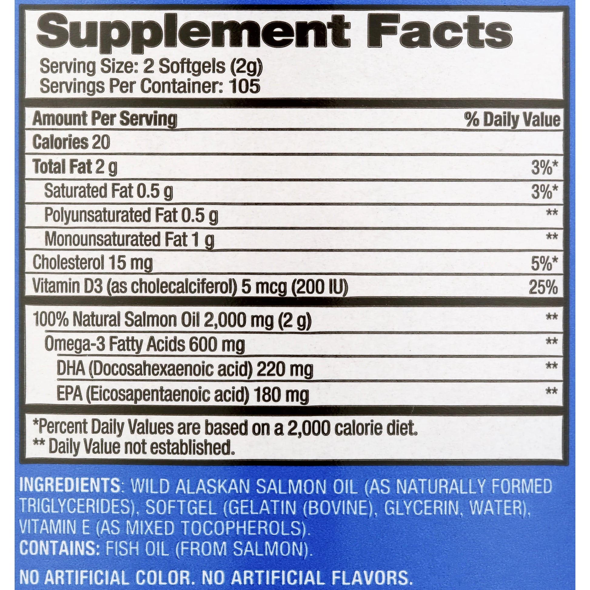 Omega 100% Natural Wild Alaskan Salmon Oil 1000 Mg, 210 Ct Softgels