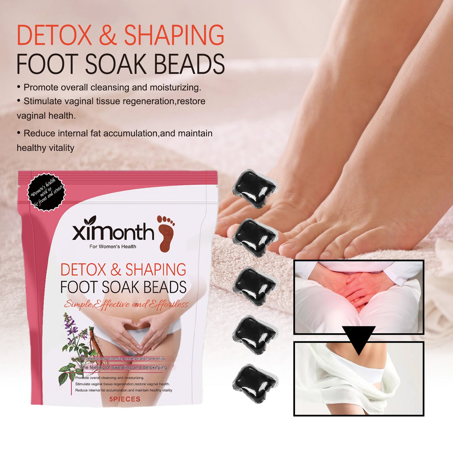 Detox & Shaping Foot Soak Beads, Clean Body Odor Relieve Itching Discomfort Moisturize Cold Foot Bath Gel