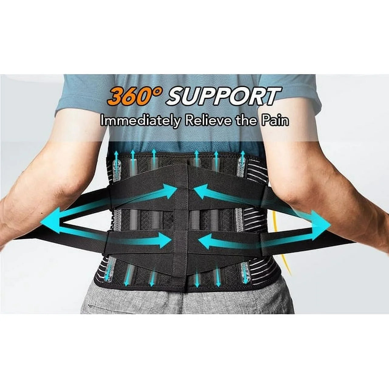 Back Braces for Lower Back Pain Relief with 6 Stays, Breathable Back Support Belt for Men/Women for Work , Anti-Skid Lumbar Support Belt with 16-Hole Mesh for Sciatica(L)