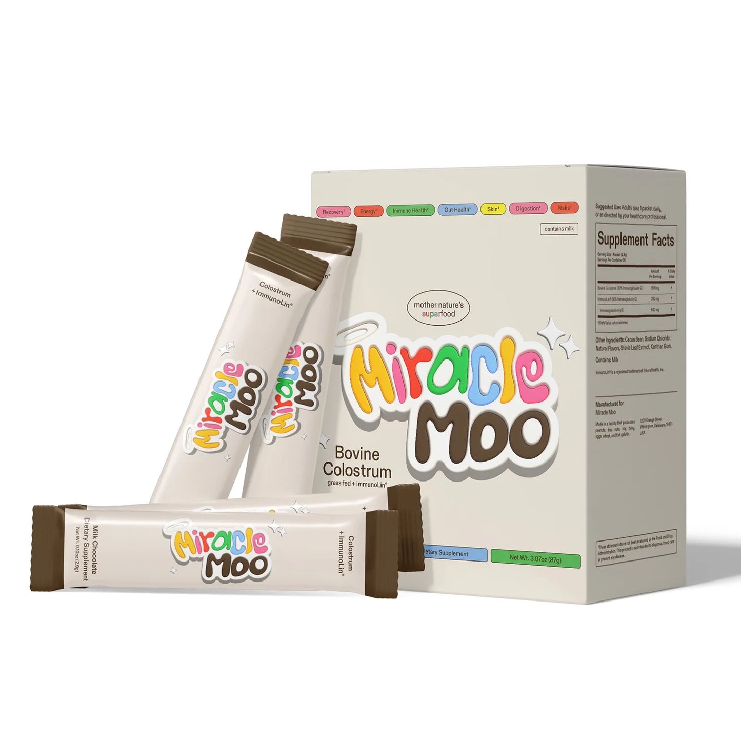 Milk Chocolate Bovine Colostrum Stick Packets, 30 Count