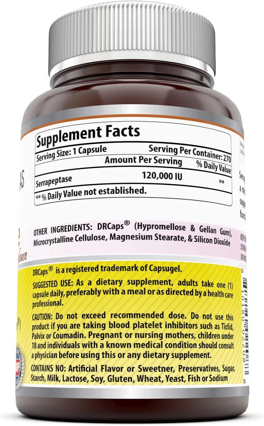 Serrapeptase - 120,000 Units, 270 Capsules