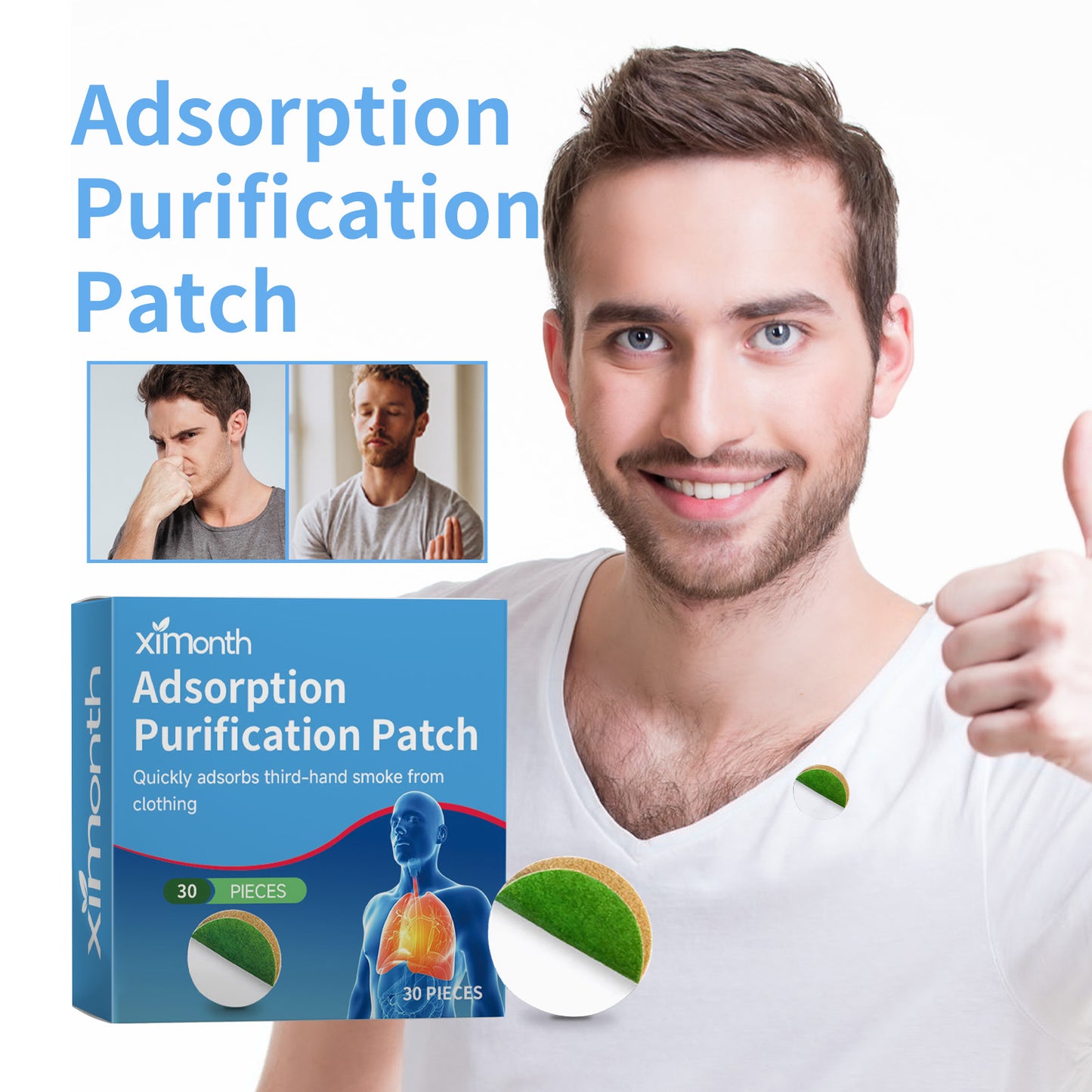 Adsorption Purification Patch, Relieve Dry Throat Itching Dizziness Discomfort Clean Odor Body Care Patch