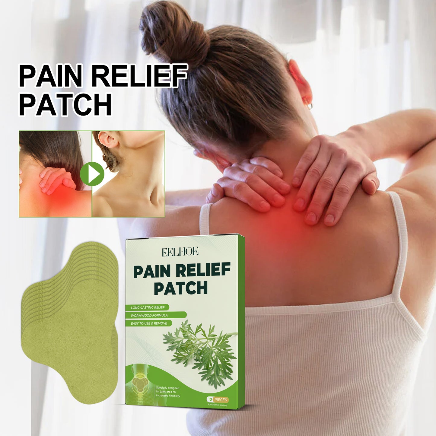 Wormwood Pain Relief Patch, Relieve Lumbar Neck Shoulder Vertebra Knee Joint Muscle Pain Discomfort Body Care Paste