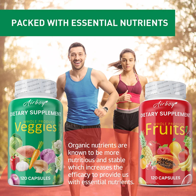 Fruits and Veggies Supplement - Energy Management, Immunity Enhancement, and Intestinal Health Promotion - 2 Bottles