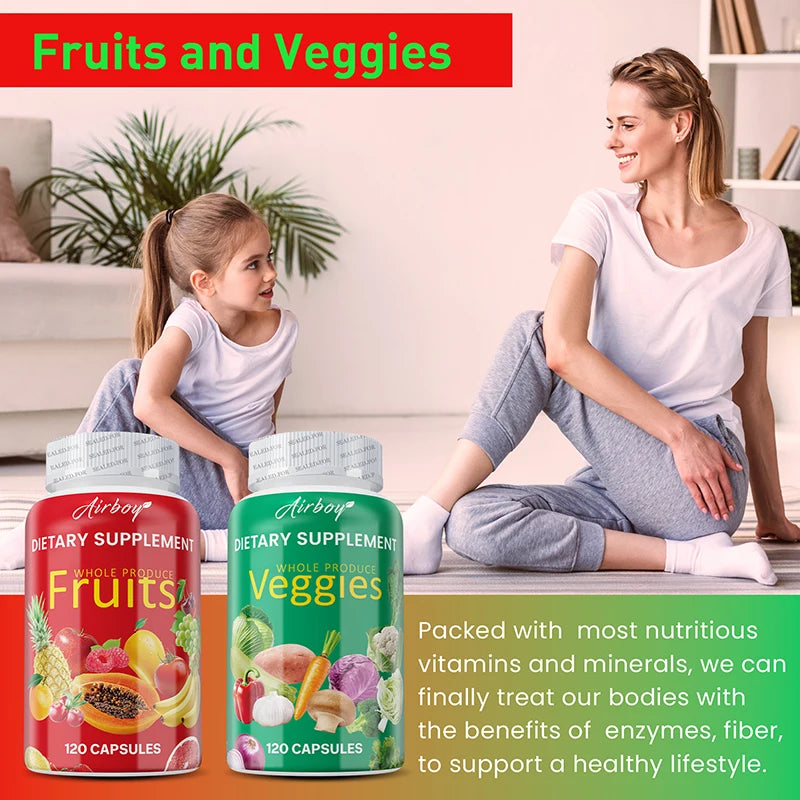 Fruits and Veggies Supplement - Energy Management, Immunity Enhancement, and Intestinal Health Promotion - 2 Bottles
