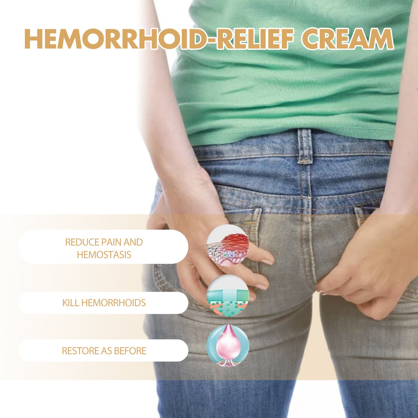 Hemorrhoid-Relef Cream, Relieve Itching Discomfort Repair Internal And External Mixed Nevus Anus Soothes Meat Ball Swelling