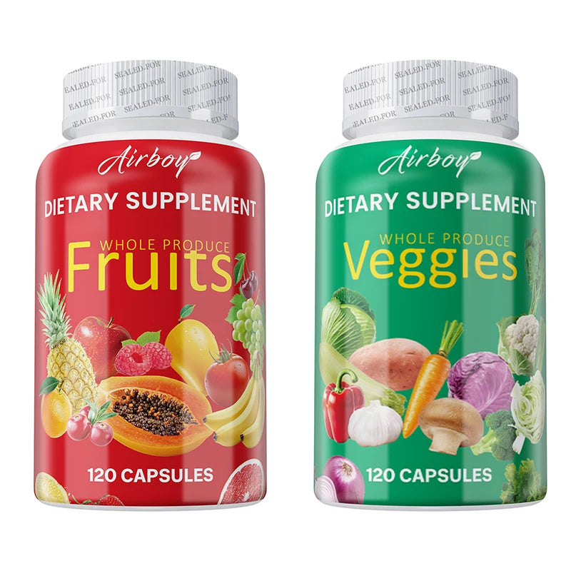 Fruits and Veggies Supplement - Energy Management, Immunity Enhancement, and Intestinal Health Promotion - 2 Bottles