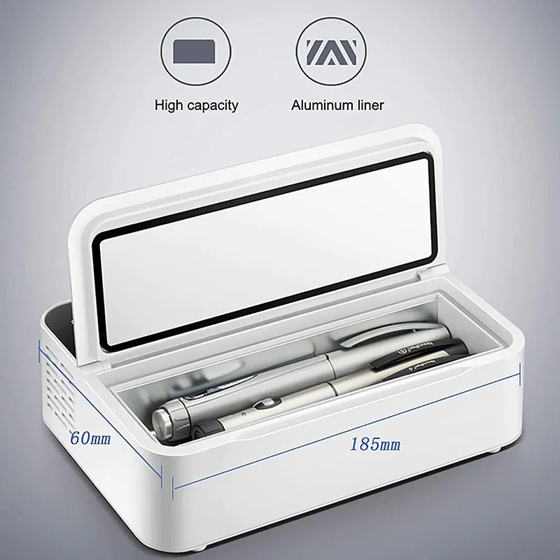 Small Fridge Cooler Insulin Cooler Medical Insulin Case USB Mini Refrigerator Portable Insulin Bag Travel Keep Chilled Meds