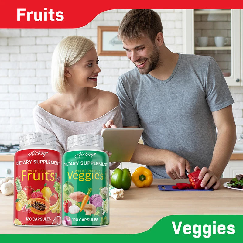 Fruits and Veggies Supplement - Energy Management, Immunity Enhancement, and Intestinal Health Promotion - 2 Bottles