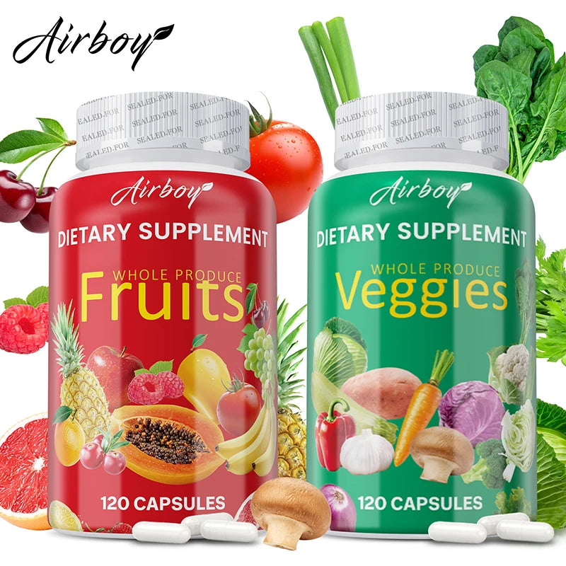 Fruits and Veggies Supplement - Energy Management, Immunity Enhancement, and Intestinal Health Promotion - 2 Bottles
