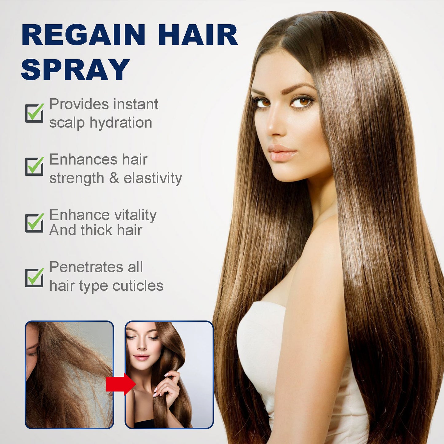 Regain Hair Spray, Moisturize And Repair Dry Hair And Frizz, Strengthen Hair And Prevent Hair Loss