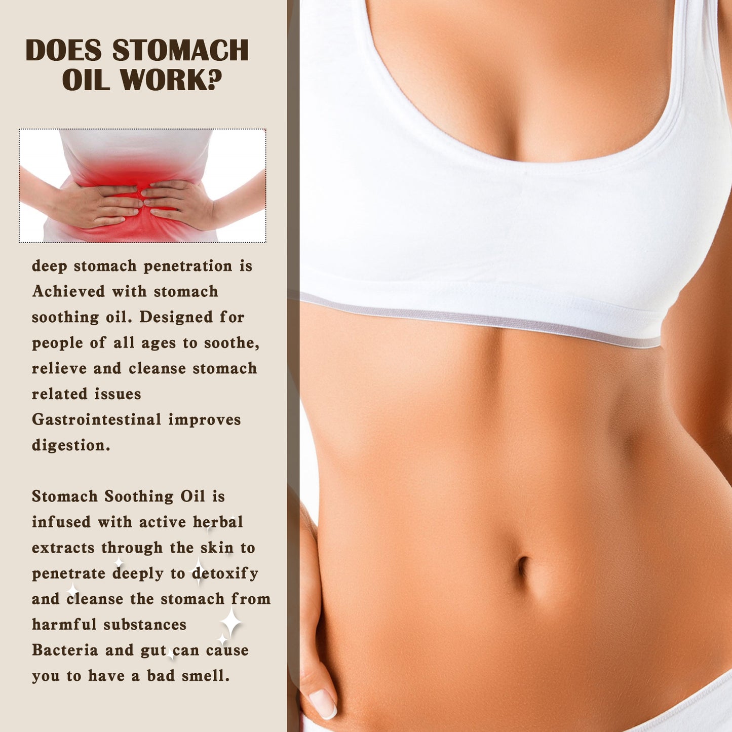Stomach Relief Oil, Clear Stool Relieve Gastrointestinal Discomfort Massage Treatment Firming And Slimming Oil