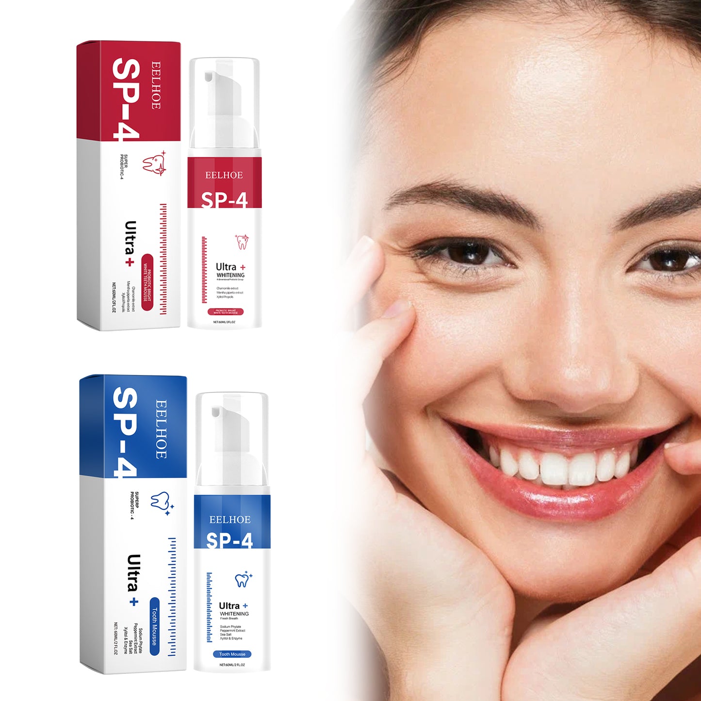 Probiotic Bright White Teeth Mousse, Deep Cleaning Stains And Tartar White Teeth Fresh Breath Gum Care