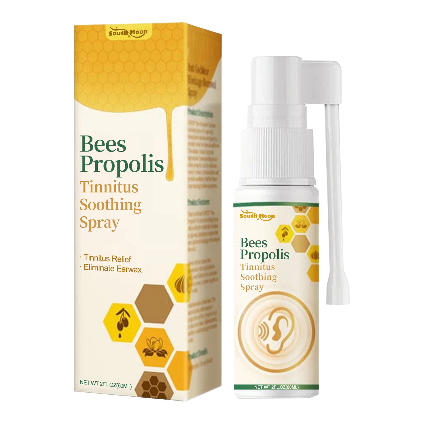 Bees Propolis Tinnitus Soothing Spray, Relieve Tinnitus And Ear Discomfort Clean Ear Wax Drops