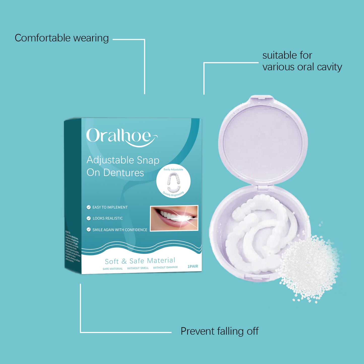 Adjustable Buckle Dentures Comfortable Natural Temporary Fillings Set For Interdental Correction