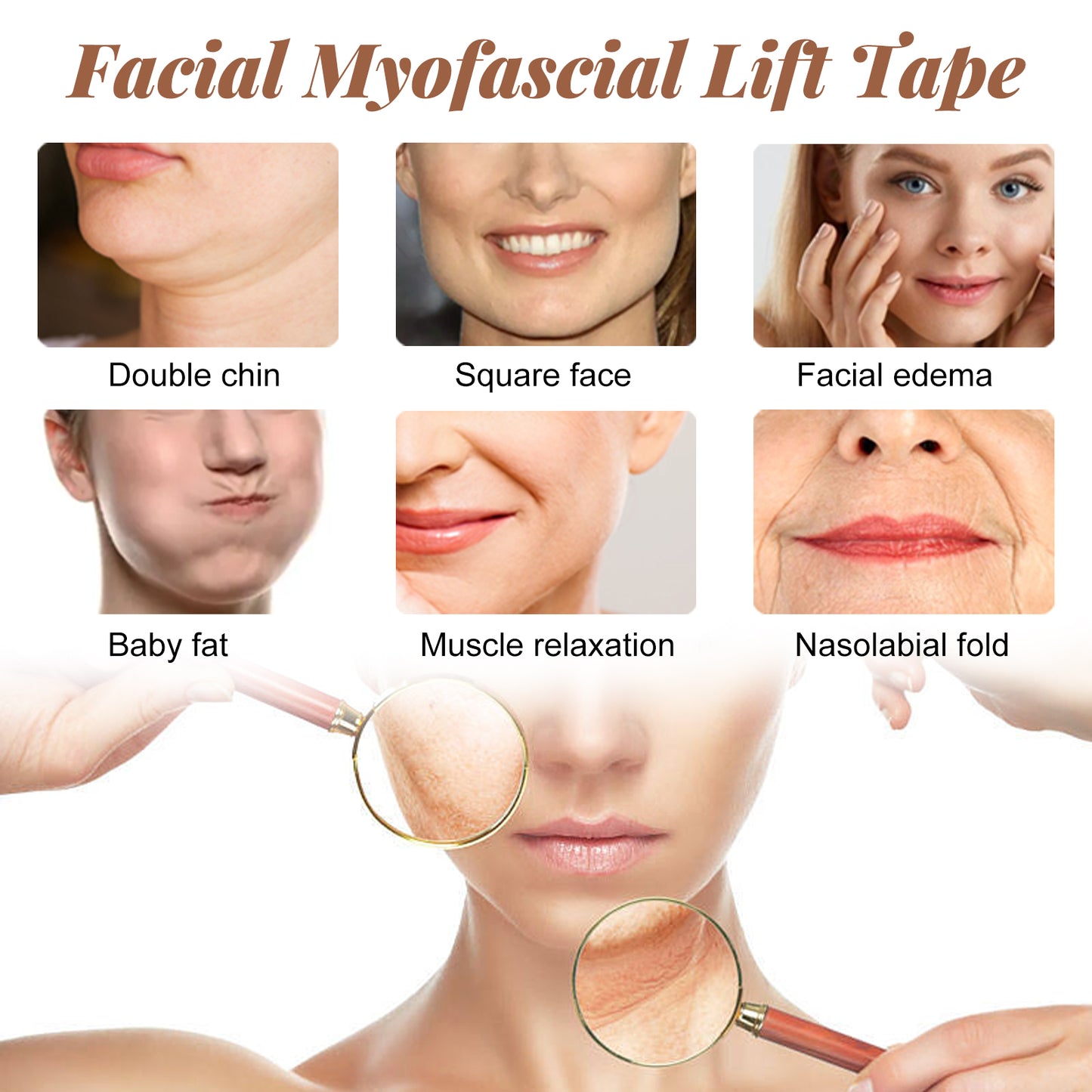 Myofascial Face Tightening Band, Face Anti-Sagging Lift Chin V-Shaped Face Breathable Face Lifting Tape