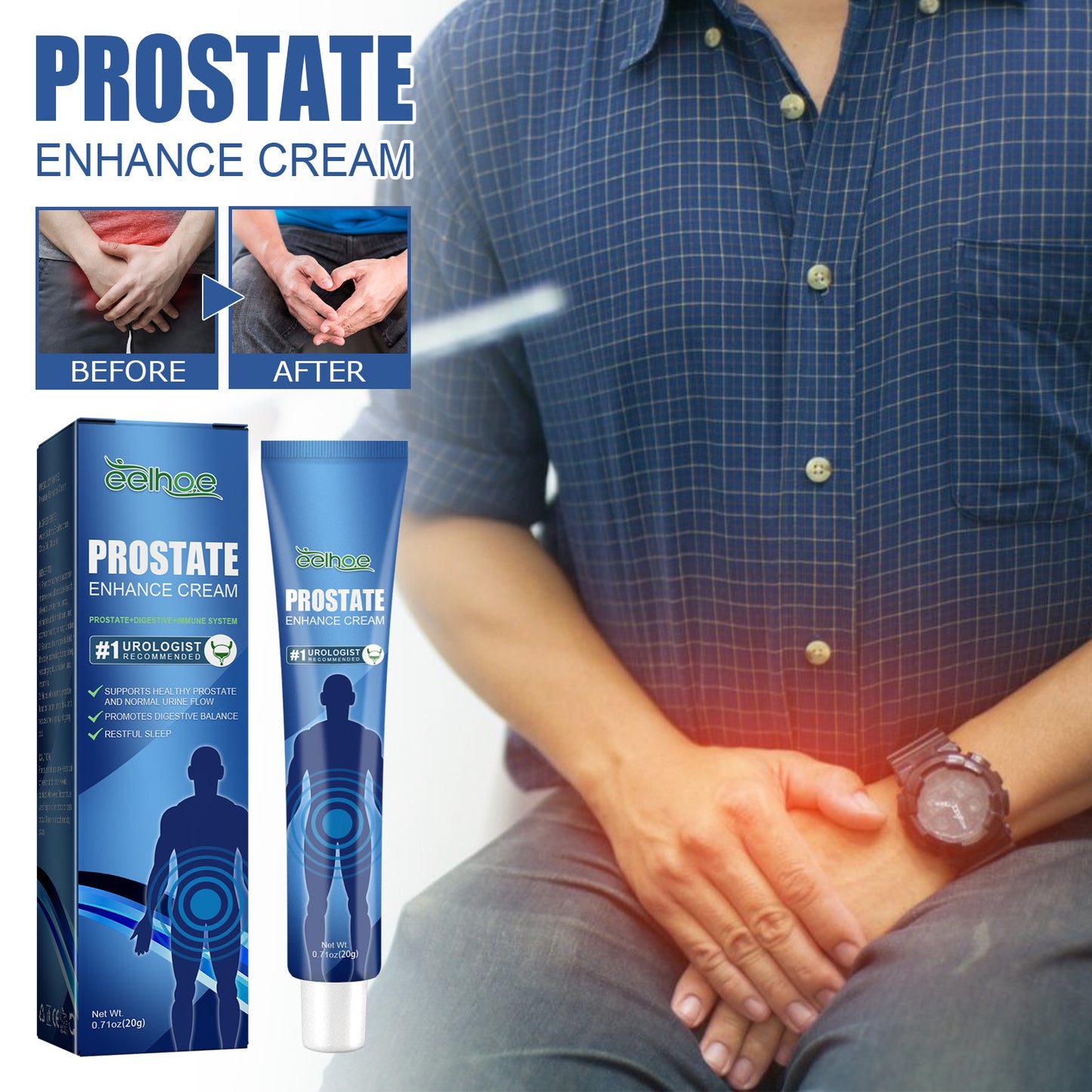 Prostate Enhance Cream, Body Care To Relieve Male Prost Discomfort Care Massage Topical Acupoint Cream