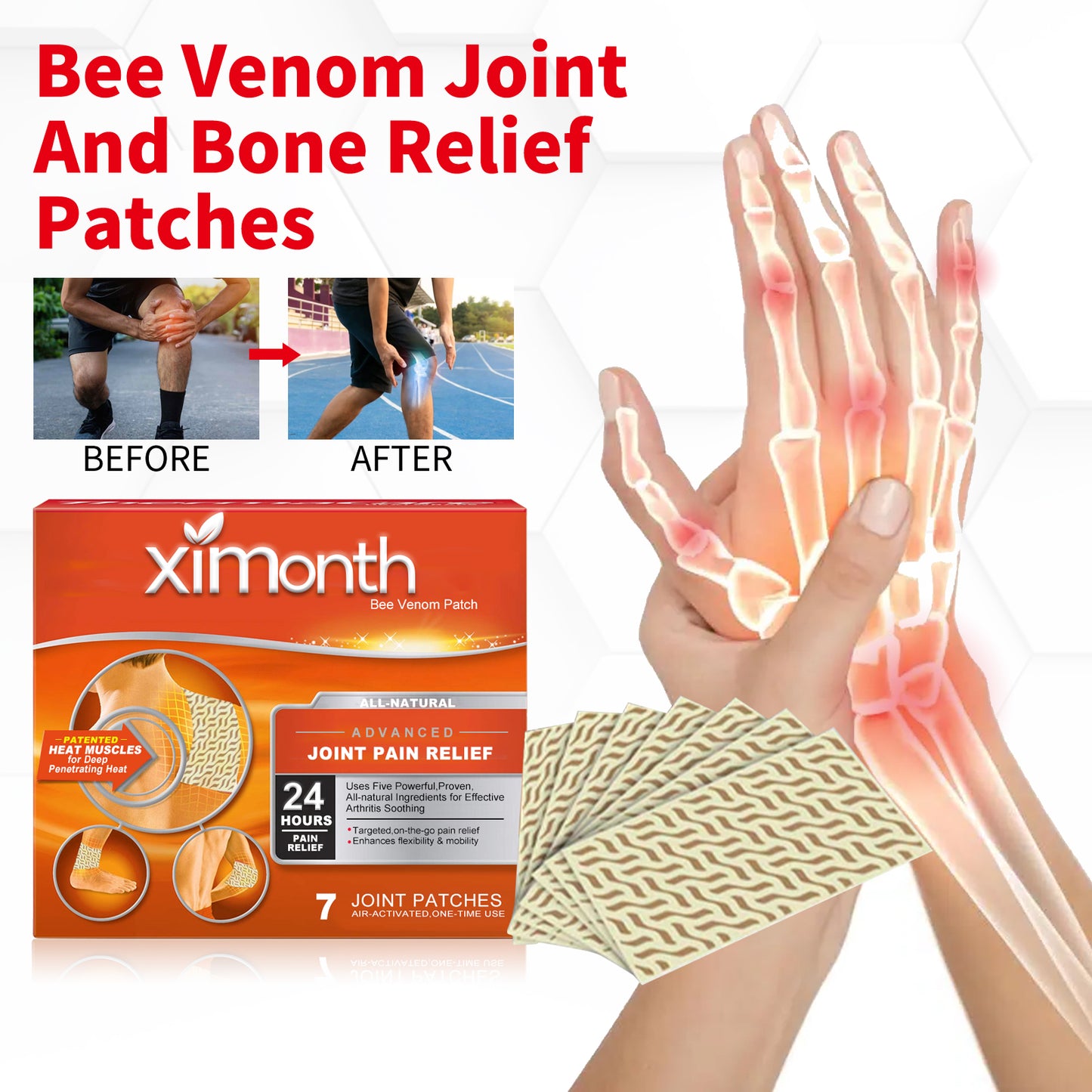 Bee Venom Patch, Relieve Hand-Foot Flexure Joint Shoulder Neck Lumbar Knee Soreness Care Body Patch