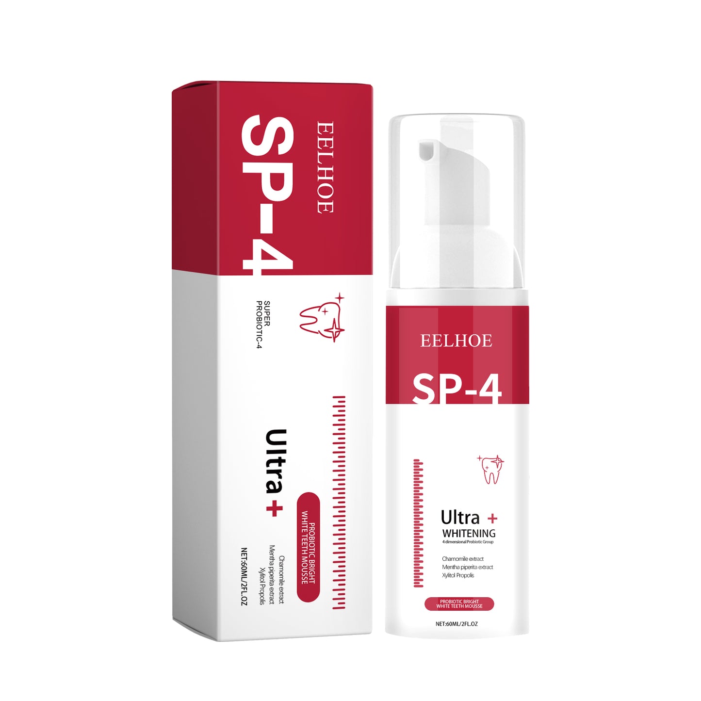 Probiotic Bright White Teeth Mousse, Deep Cleaning Stains And Tartar White Teeth Fresh Breath Gum Care