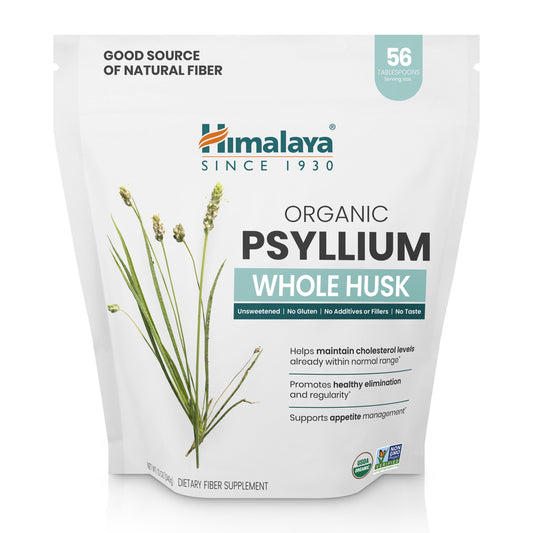 Organic Psyllium Whole Husk for Daily Fiber, Weight Management and Glucose Support, 12 Oz
