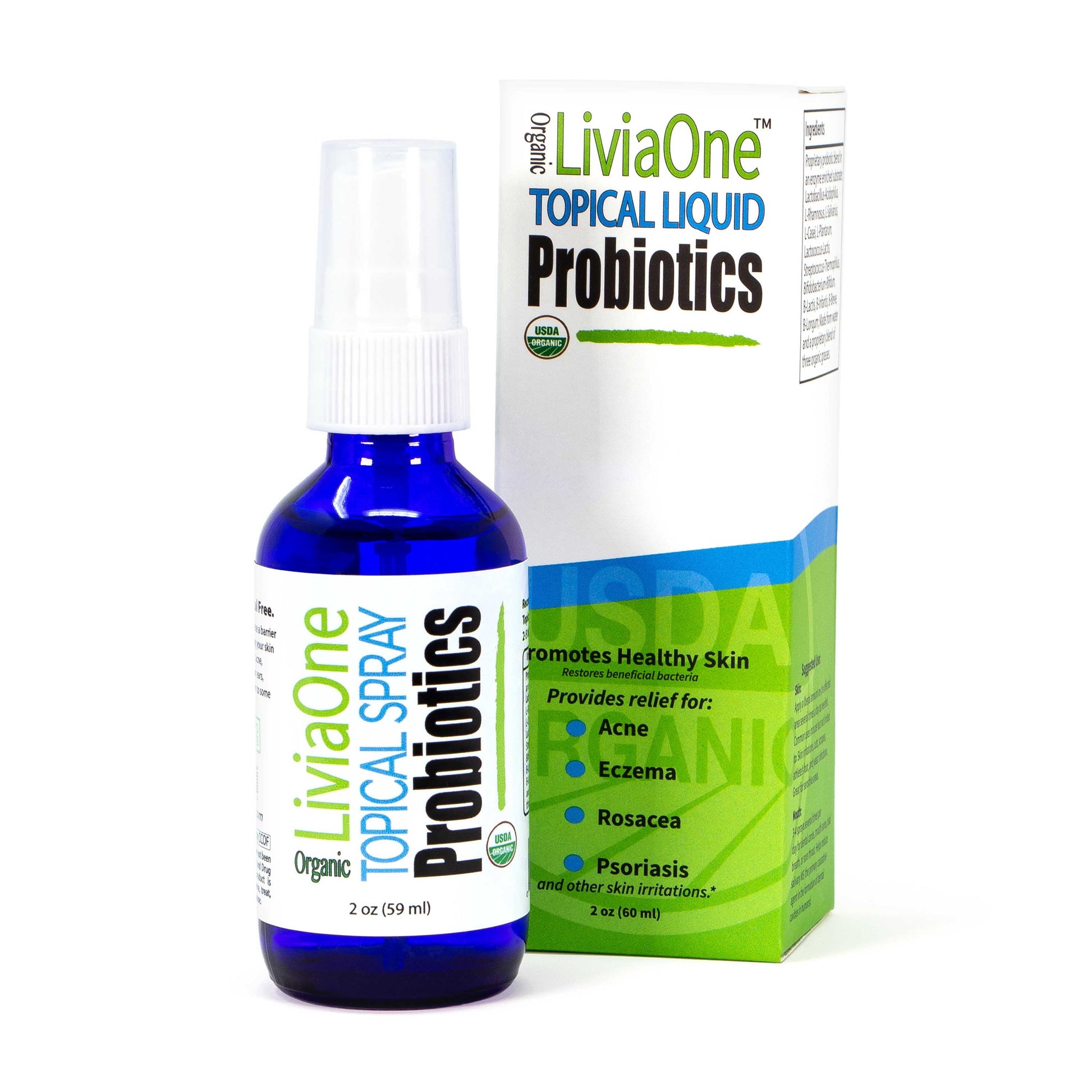 Topical Organic Probiotics Spray - the Clear Choice - 12 Strains of Organic Probiotics Work to Protect the Skin Stay Balanced, Calmer and Resistance to Aging. (2 Oz)