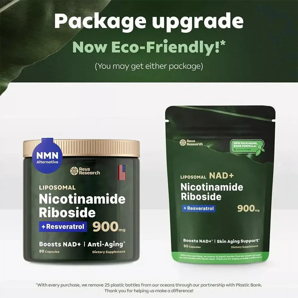 NAD+ Booster 900mg Anti-Aging Supplement with Nicotinamide Riboside Resveratrol Free Shipping