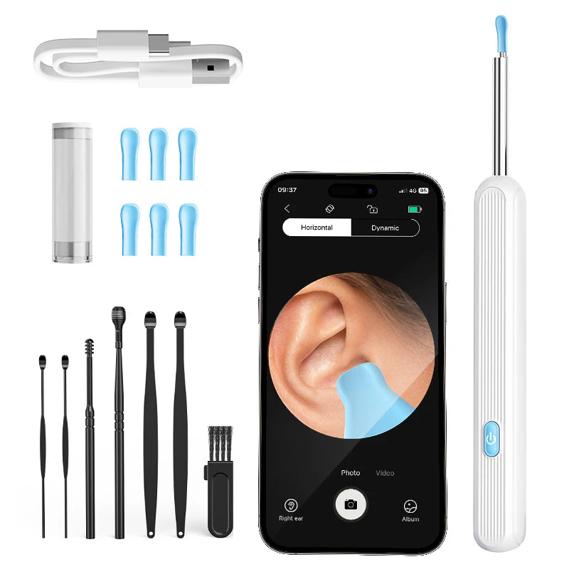 Visual Ear Cleaner with camera Set Ear Wax Removal Otoscope USB C Charging Endoscope Wax Removal Tool Earpick Mini Camera Clean