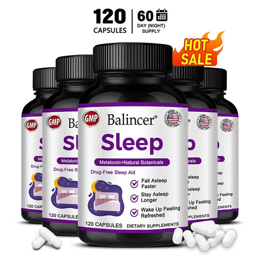 Sleep Supplement - Melatonin + Natural Plant Extracts, Promotes Healthy Sleep Cycles, Supports Immune Health, Antioxidant