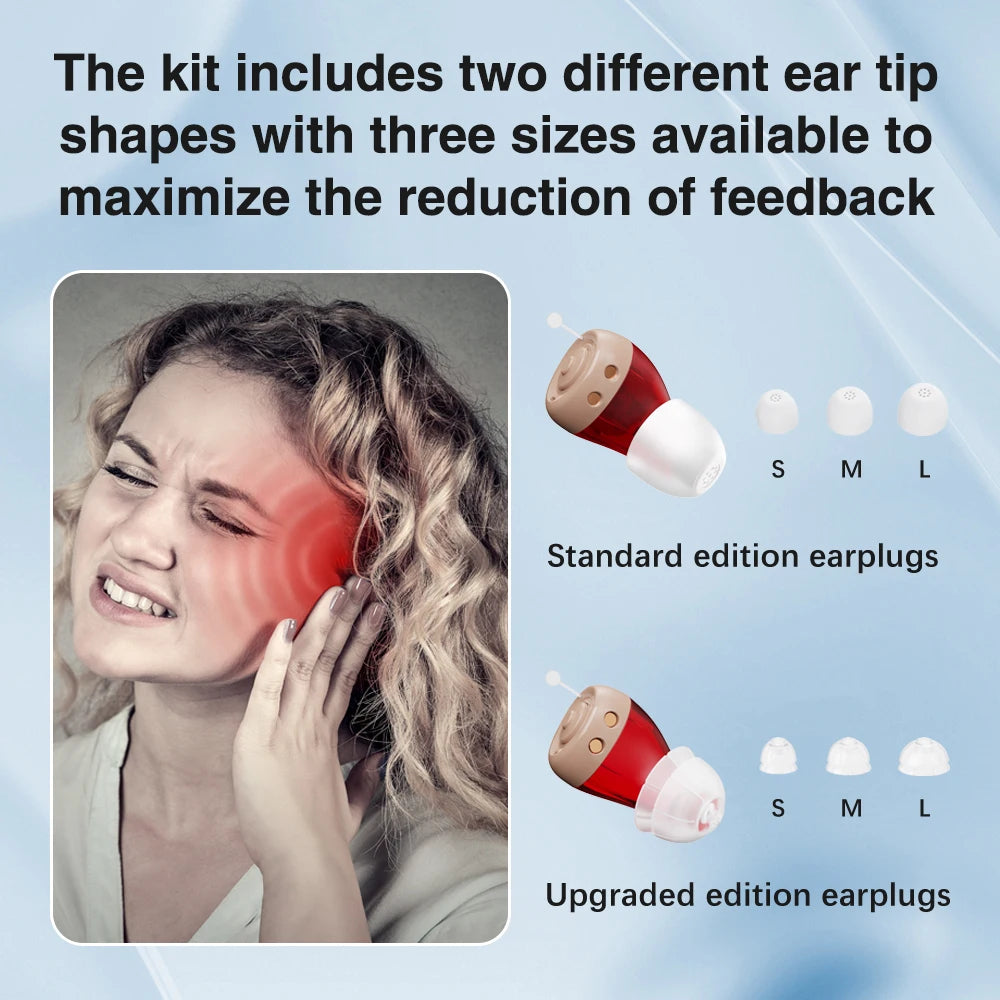JINGHAO 1 Pair Mini Hearing Aids Rechargable In Ear Hearing Amplifier Sound Enhancer Fashion Design