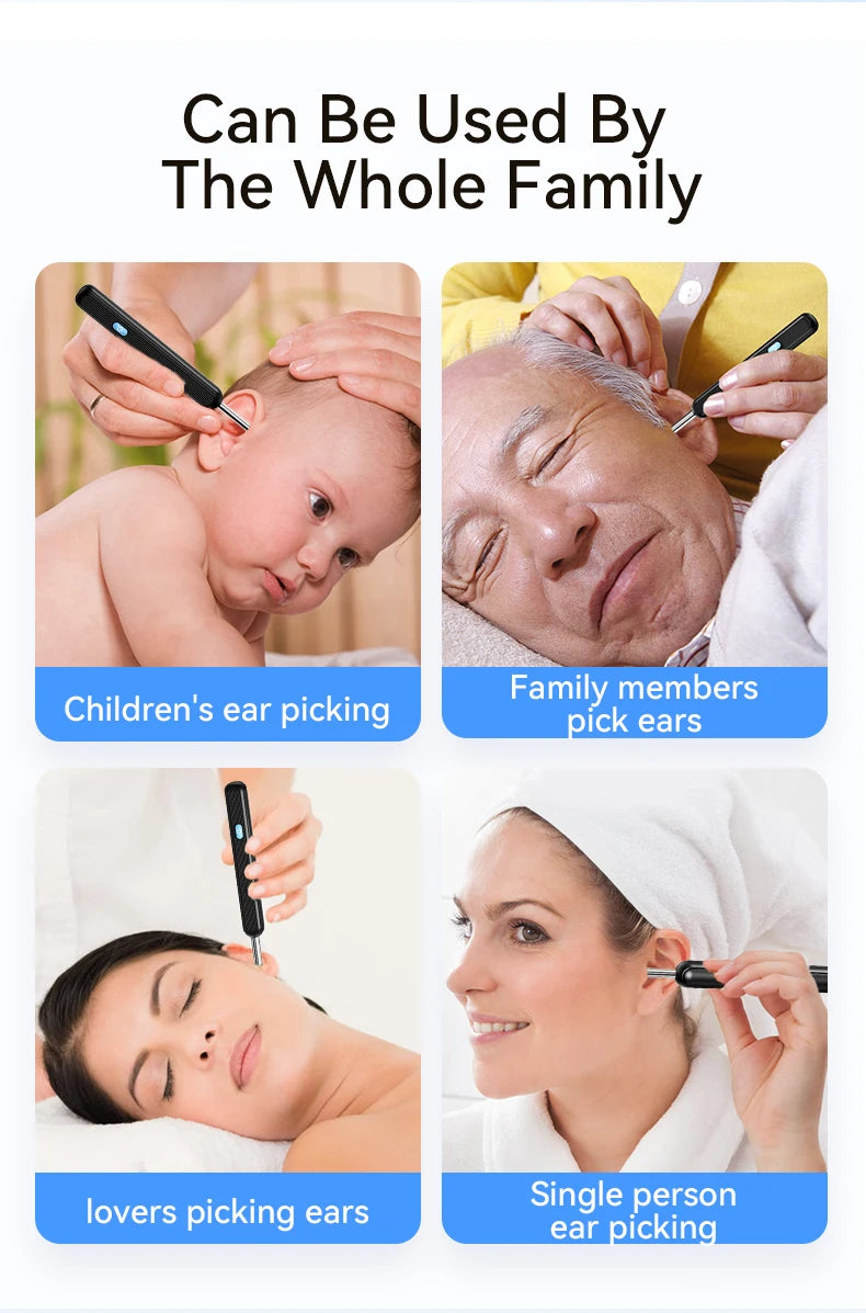 Visual Ear Cleaner with camera Set Ear Wax Removal Otoscope USB C Charging Endoscope Wax Removal Tool Earpick Mini Camera Clean