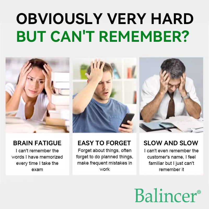 Balincer Memory and Concentration Supplement 1000mg - For Clear Thinking, Cognition - With Ginkgo Biloba Extract Capsules