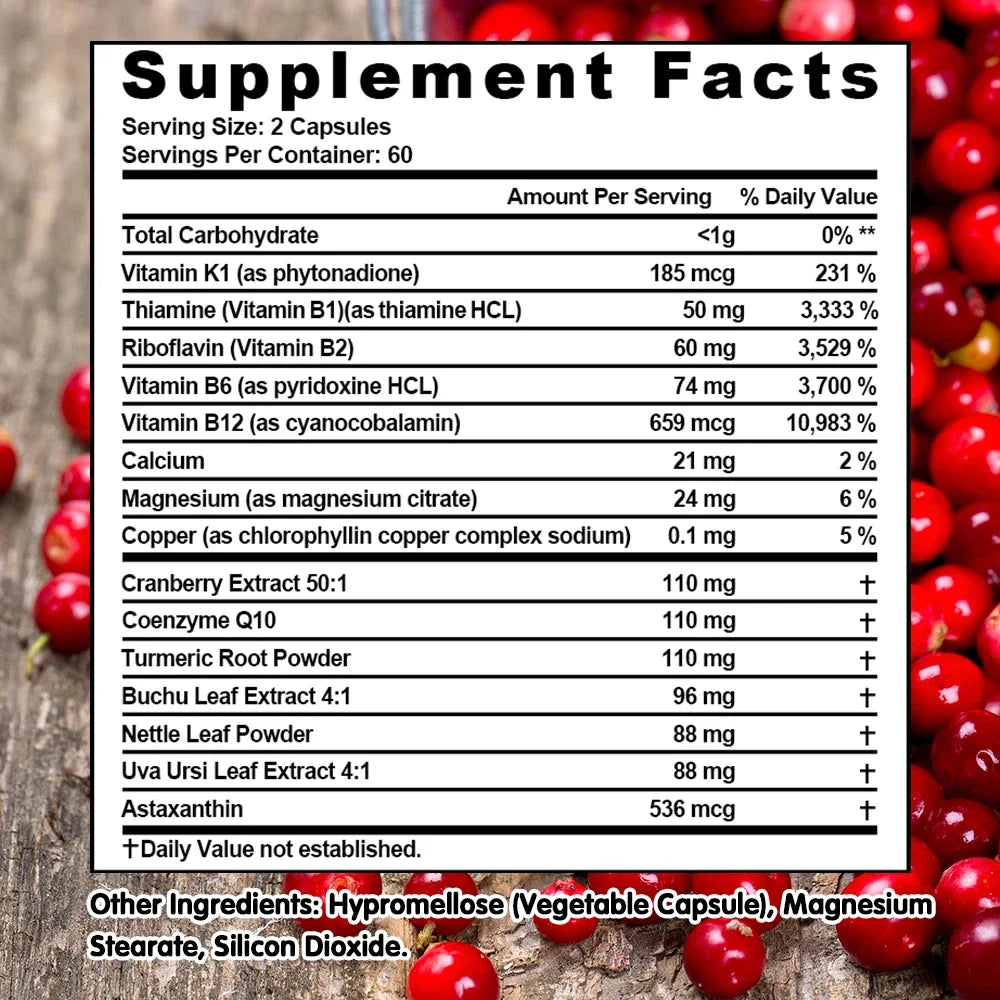 Kidney Cleanse Supplement - With Cranberry Extract to Help Support Kidney and Urinary Tract Health, 120 Capsules