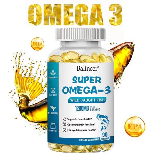 OMEGA 3 FISH OIL SUPPLEMENT - Nourishes The Brain, Improves Memory - Supports Heart Health - Immune System, Eyes, Skin