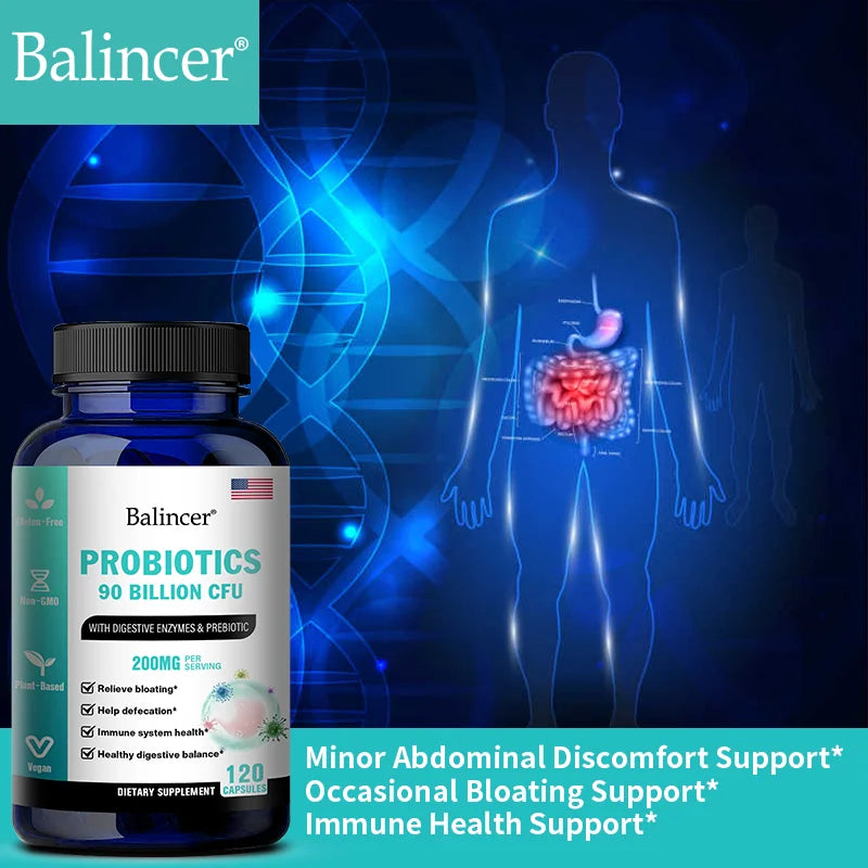 Balincer Probiotic 90 Billion CFU with Digestive Enzymes & Prebiotics To Support Bloating, Improved Gut, Immunity and Digestion