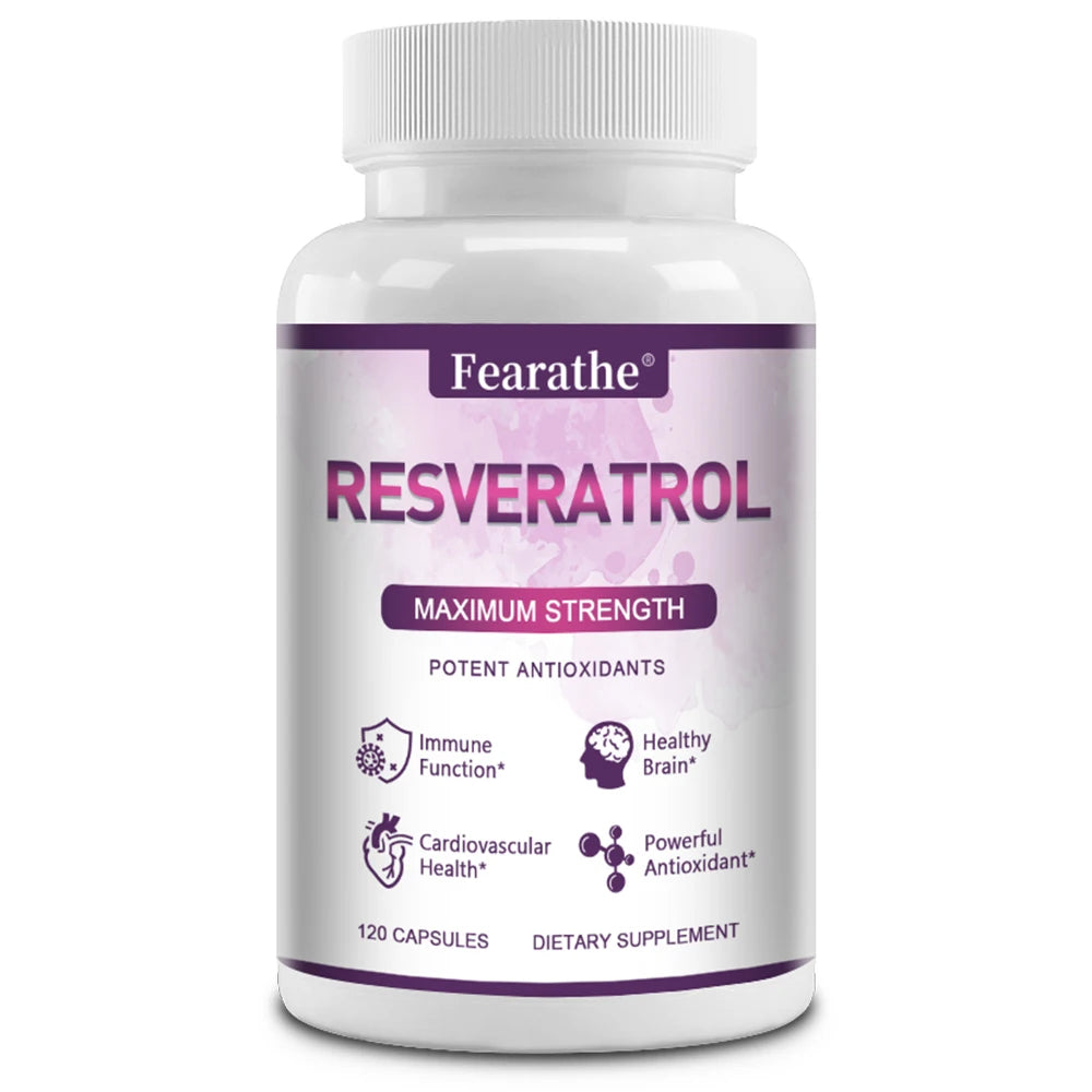 Fearathe Resveratrol Capsules - Supports Brain and Immune Function, Heart Health, Brain Health, Anti-Aging, Antioxidant