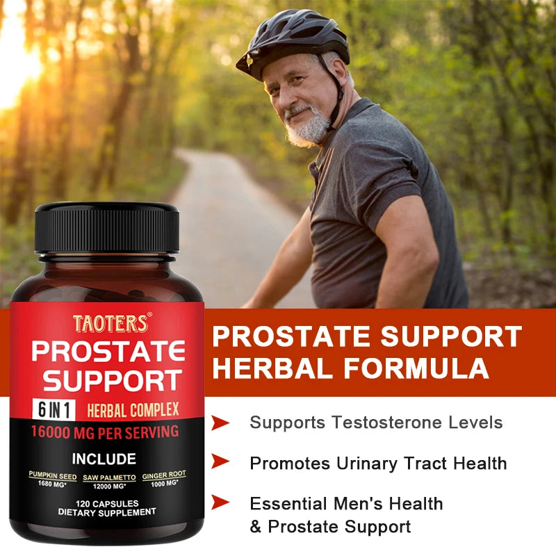 6 in 1 Herbal Capsules 16000mg - Prostate Supplement, Helps with Urinary Tract Control, Relieves Inflammation