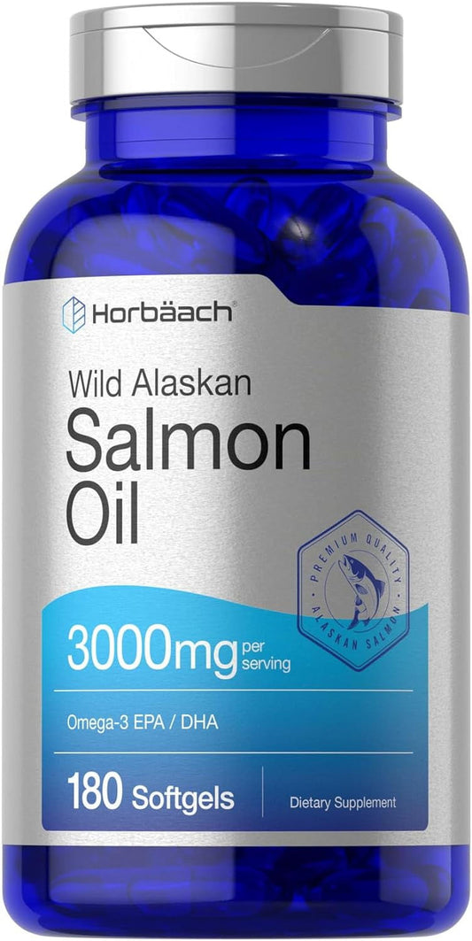 Salmon Oil | 3000Mg | 180 Softgels for Men and Women | Wild Alaskan Fish Oil | by