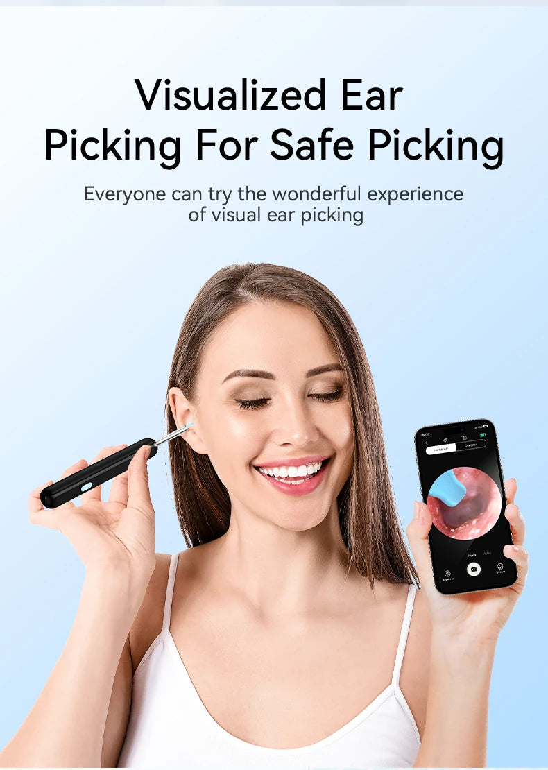 Visual Ear Cleaner with camera Set Ear Wax Removal Otoscope USB C Charging Endoscope Wax Removal Tool Earpick Mini Camera Clean