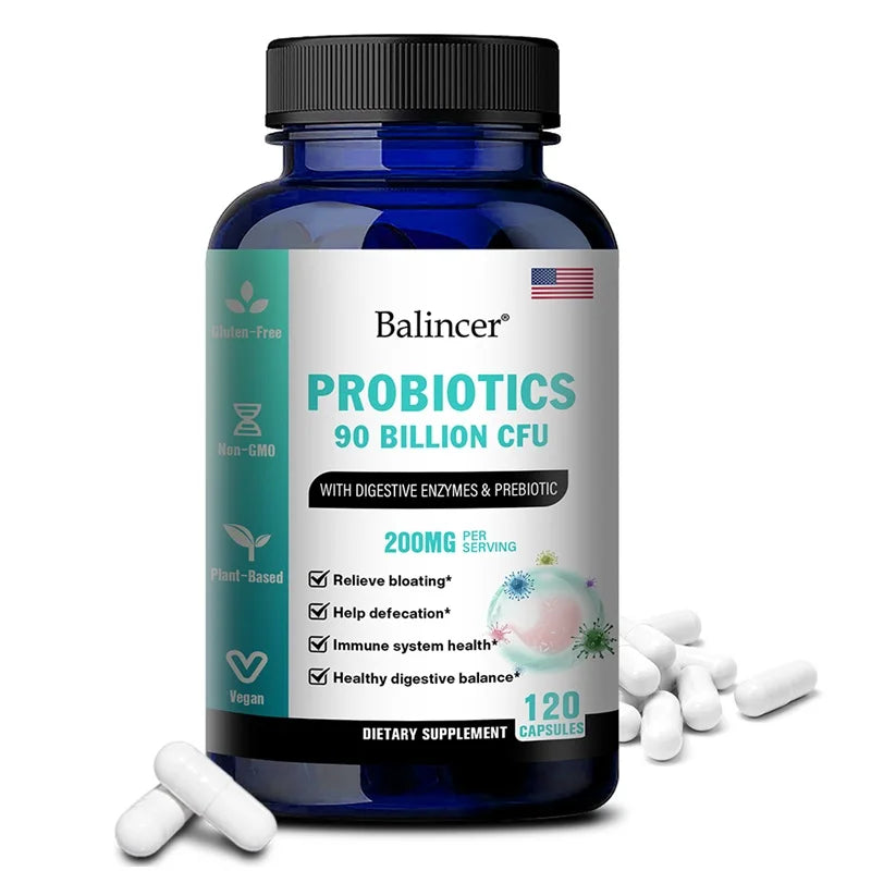 Balincer Probiotic 90 Billion CFU with Digestive Enzymes & Prebiotics To Support Bloating, Improved Gut, Immunity and Digestion