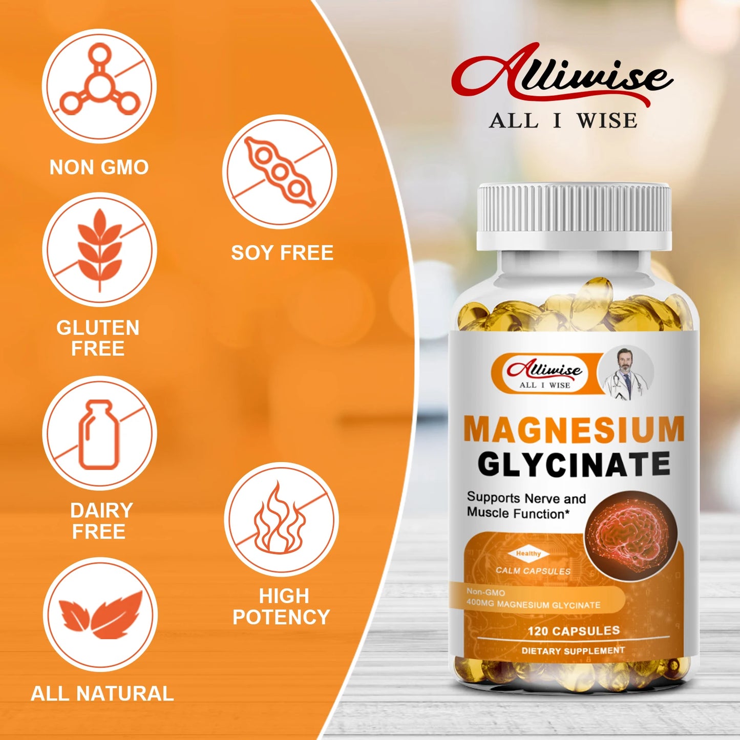Magnesium Glycinate Supplement 500mg with Zinc,Vitamin D3 B6 High Absorption Support for Women & Men Non-GMO Veggie Capsules