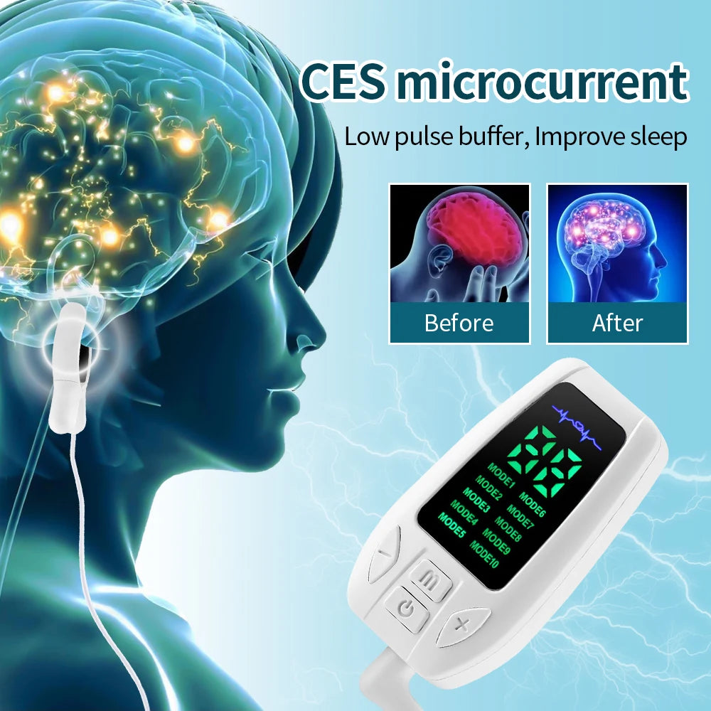 CES Sleeping Aid 10 Modes Microcurrent Stimulation Insomnia Electrotherapy Device Anxiety Migraine Relieve Head Pain Relax