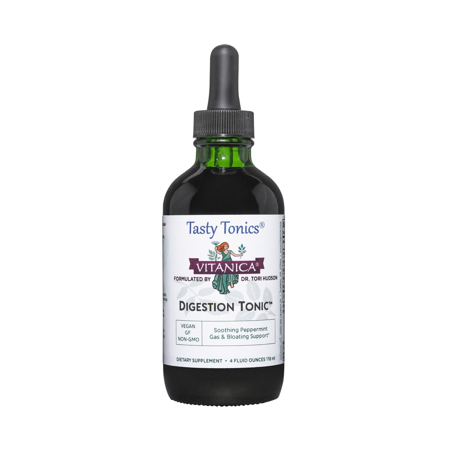 Digestion Tonic, Gas and Bloating Relief Supplement, Organic, Improve Digestive Function & Gut Health, for Women & Men, Peppermint Oil Fennel Ginger & Aloe Vera Vegan, 4 Oz