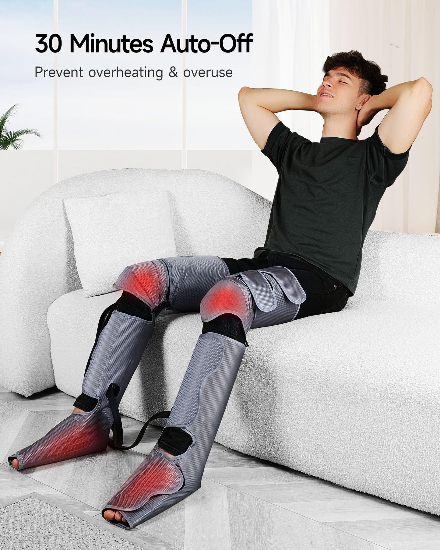 Leg Massager for Muscle Relaxation,Full Leg Air Compression for Circulation and Pain Relief,Foot/Knee Massager with 3 Intensities and 6 Modes