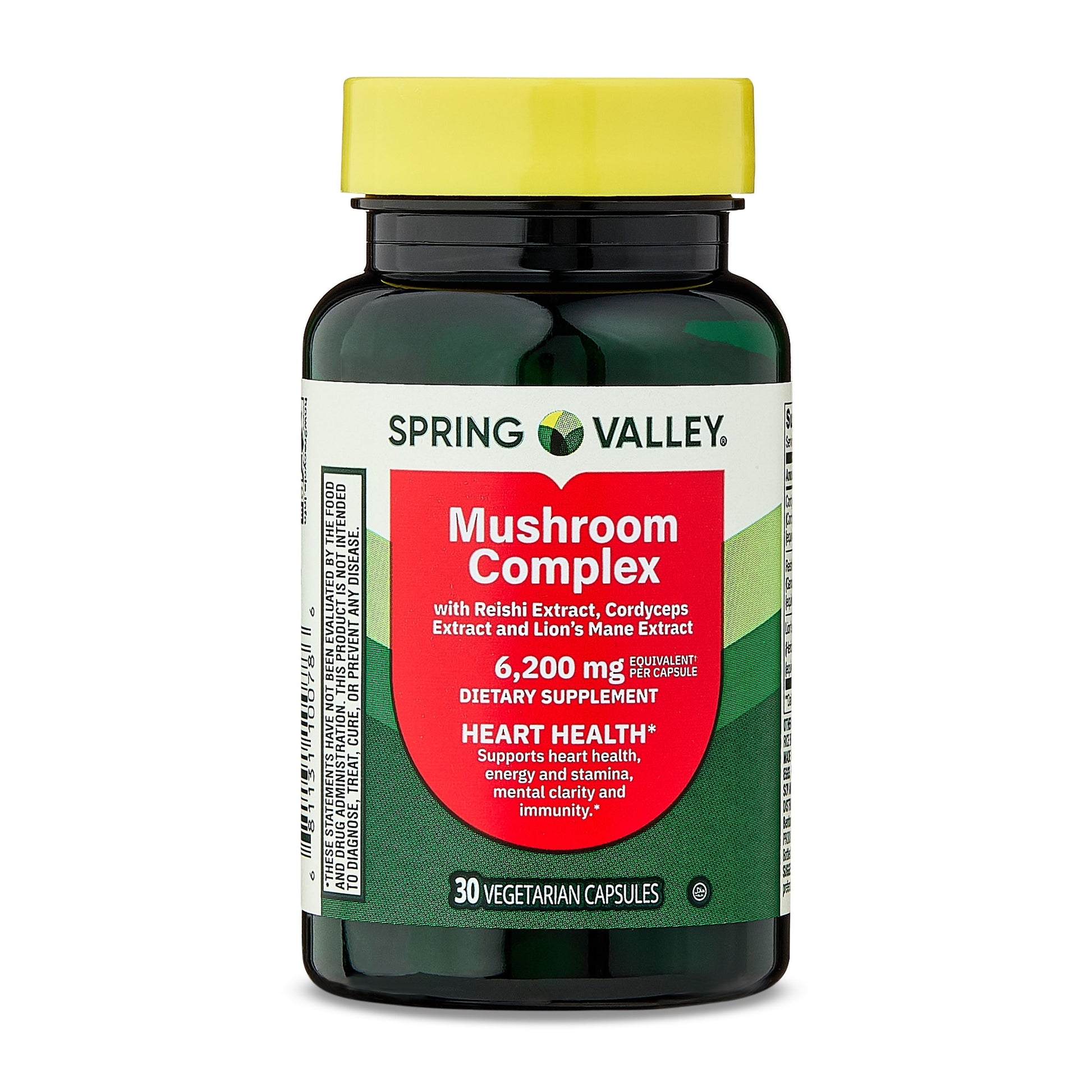 (3 Pack)  Mushroom Complex Dietary Supplement Vegetarian Capsules for Heart Health, 6,200 Mg, 30 Count