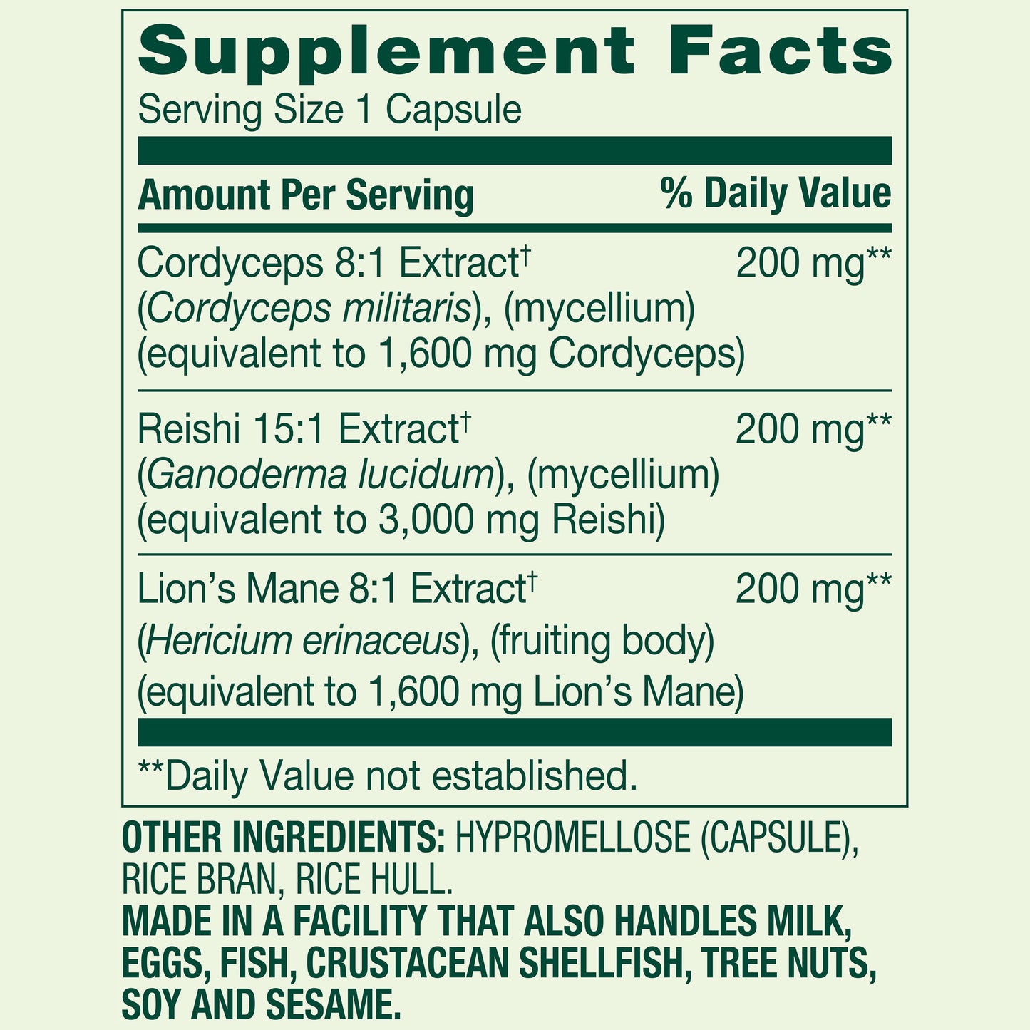(3 Pack)  Mushroom Complex Dietary Supplement Vegetarian Capsules for Heart Health, 6,200 Mg, 30 Count
