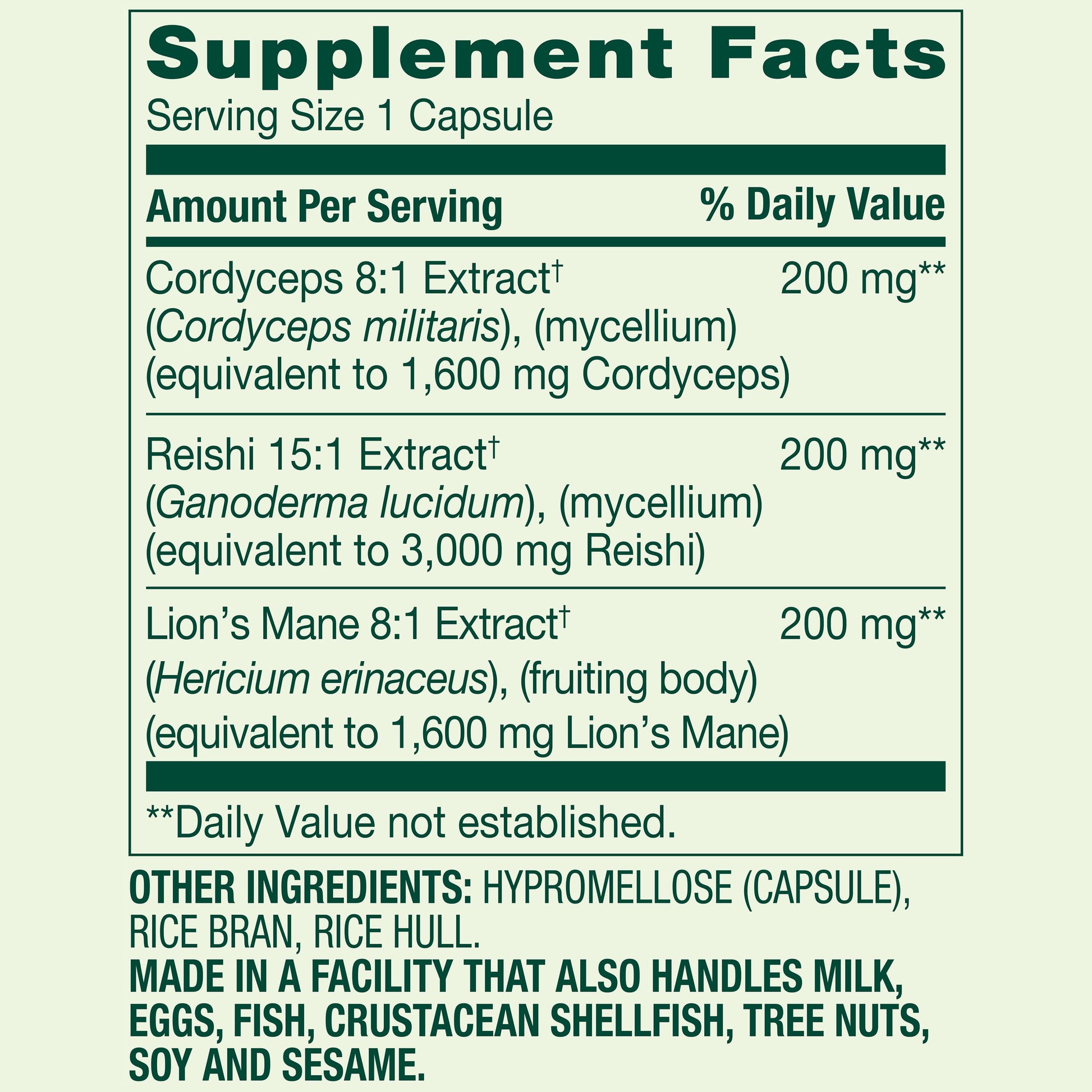 (3 Pack)  Mushroom Complex Dietary Supplement Vegetarian Capsules for Heart Health, 6,200 Mg, 30 Count