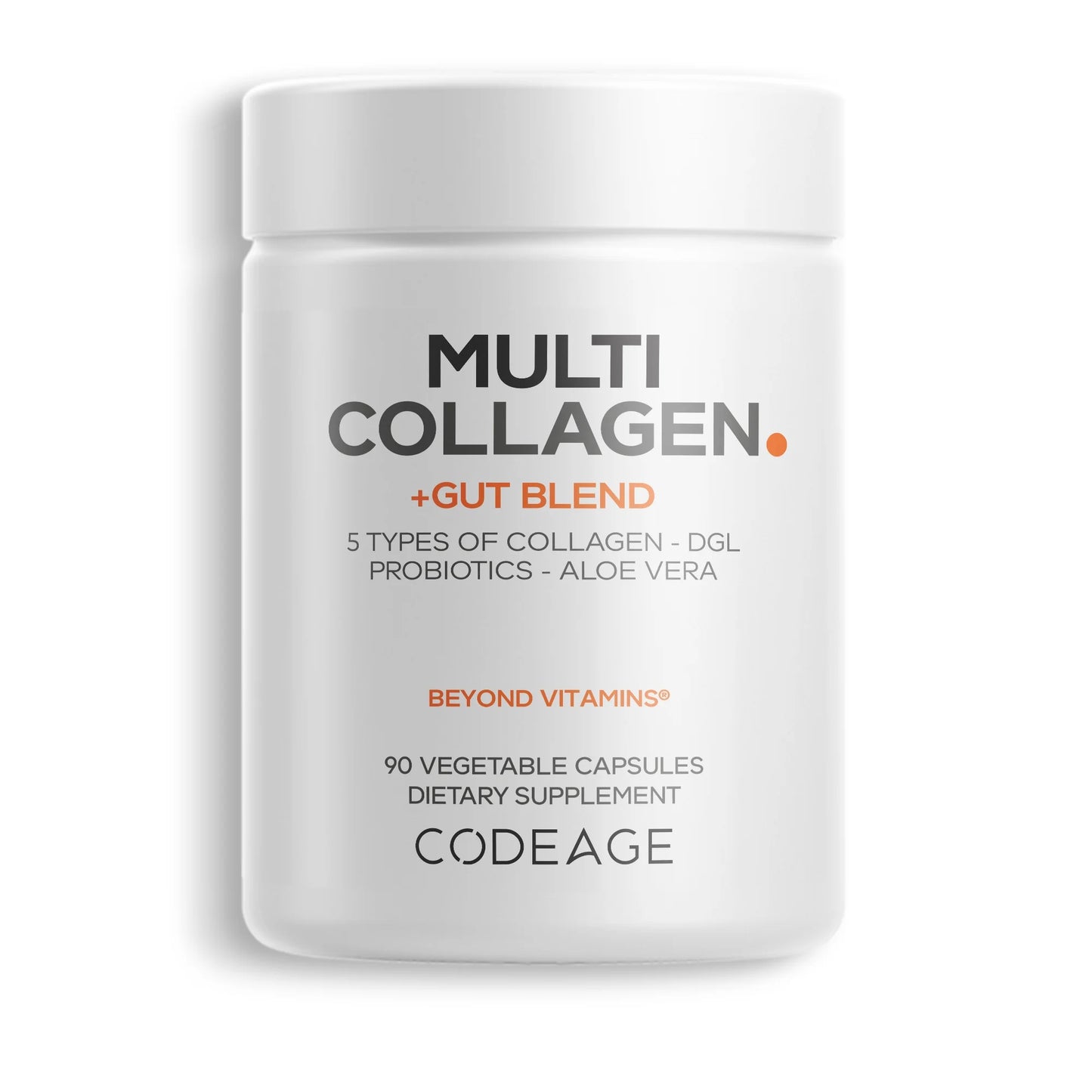 Multi Collagen Capsules + Gut Health Blend, Digestion Probiotics, Collagen 5 Types, Botanicals, 90 Ct