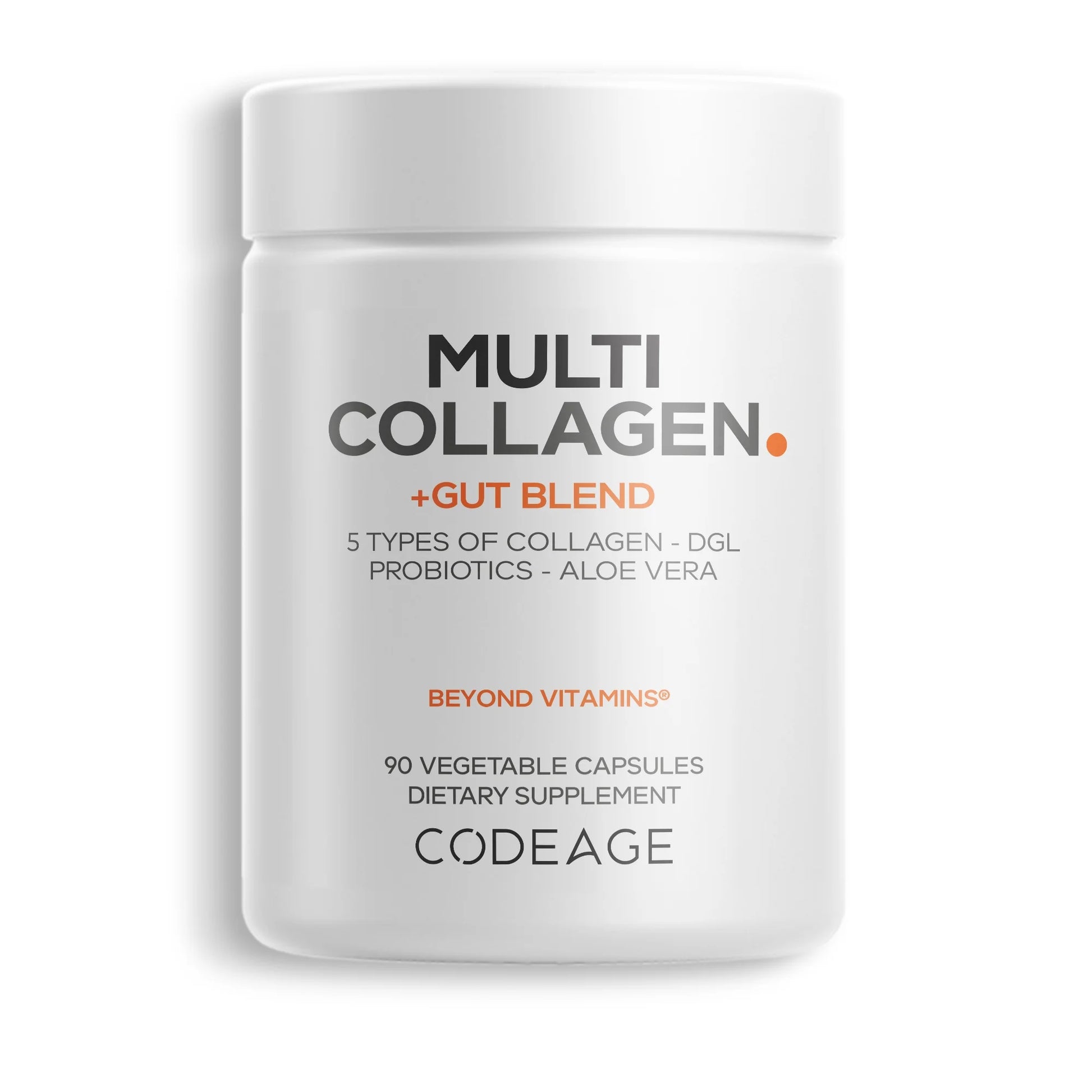 Multi Collagen Capsules + Gut Health Blend, Digestion Probiotics, Collagen 5 Types, Botanicals, 90 Ct