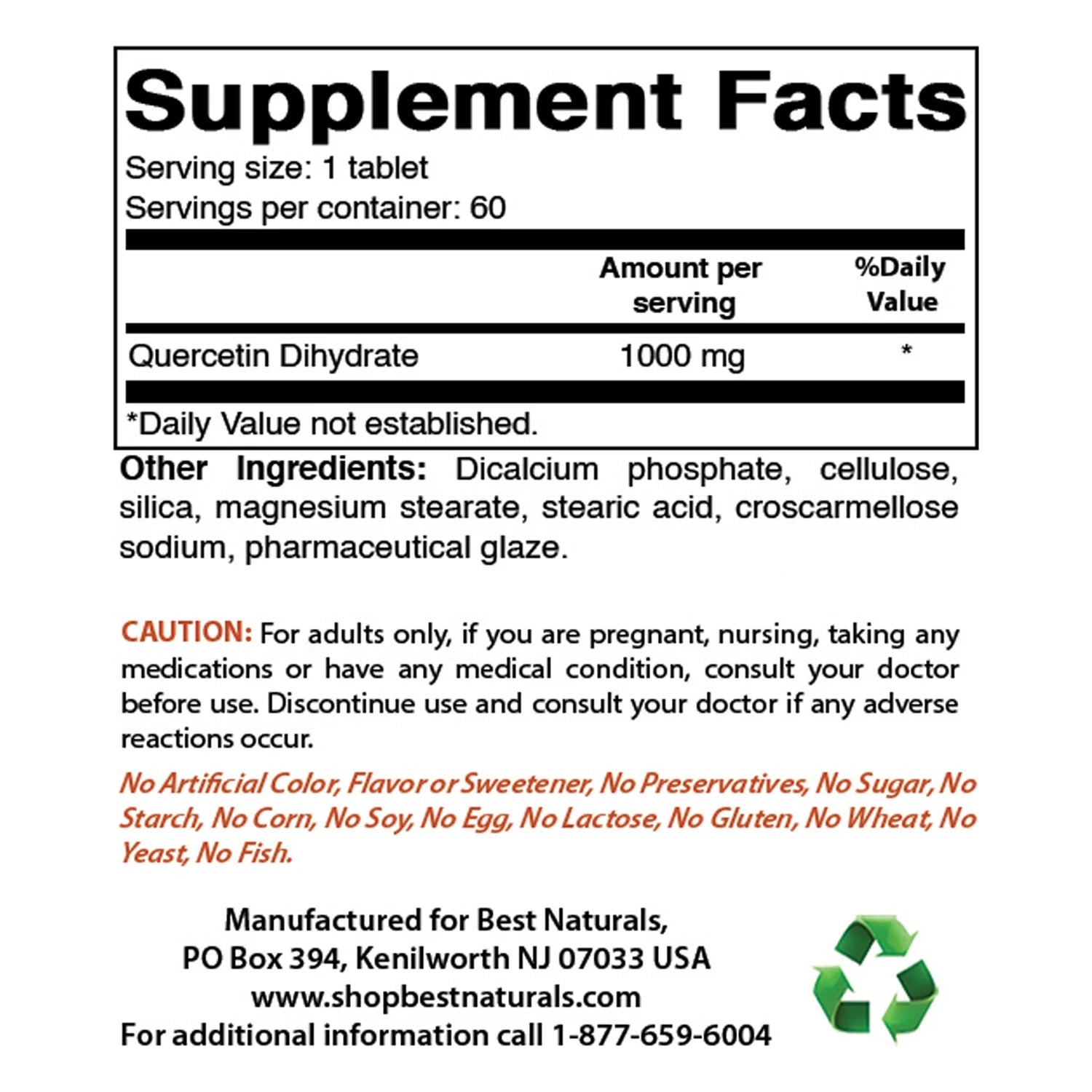 Quercetin 1000 Mg 60 Tablets | Immune Health